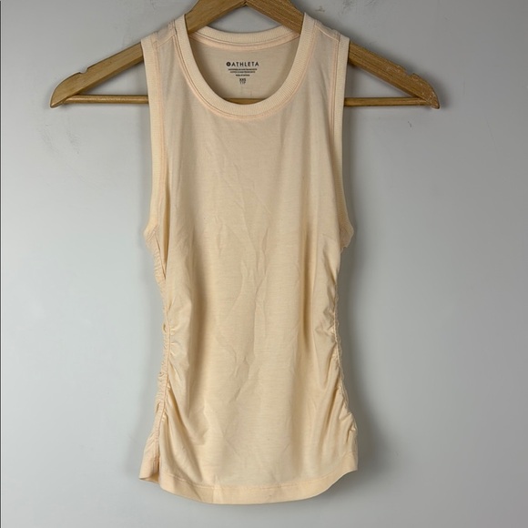Athleta Cream Fitted Ruched Tank Top - Picture 1 of 5
